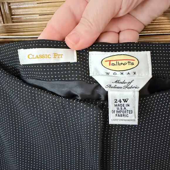 Talbots Polka Dot Pantsuit Blazer 22W Pant 24W Made USA Italian Fabric plus size - Picture 3 of 15